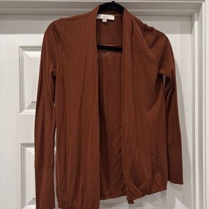 LOFT Burnt Orange Cardigan Sweater Knit